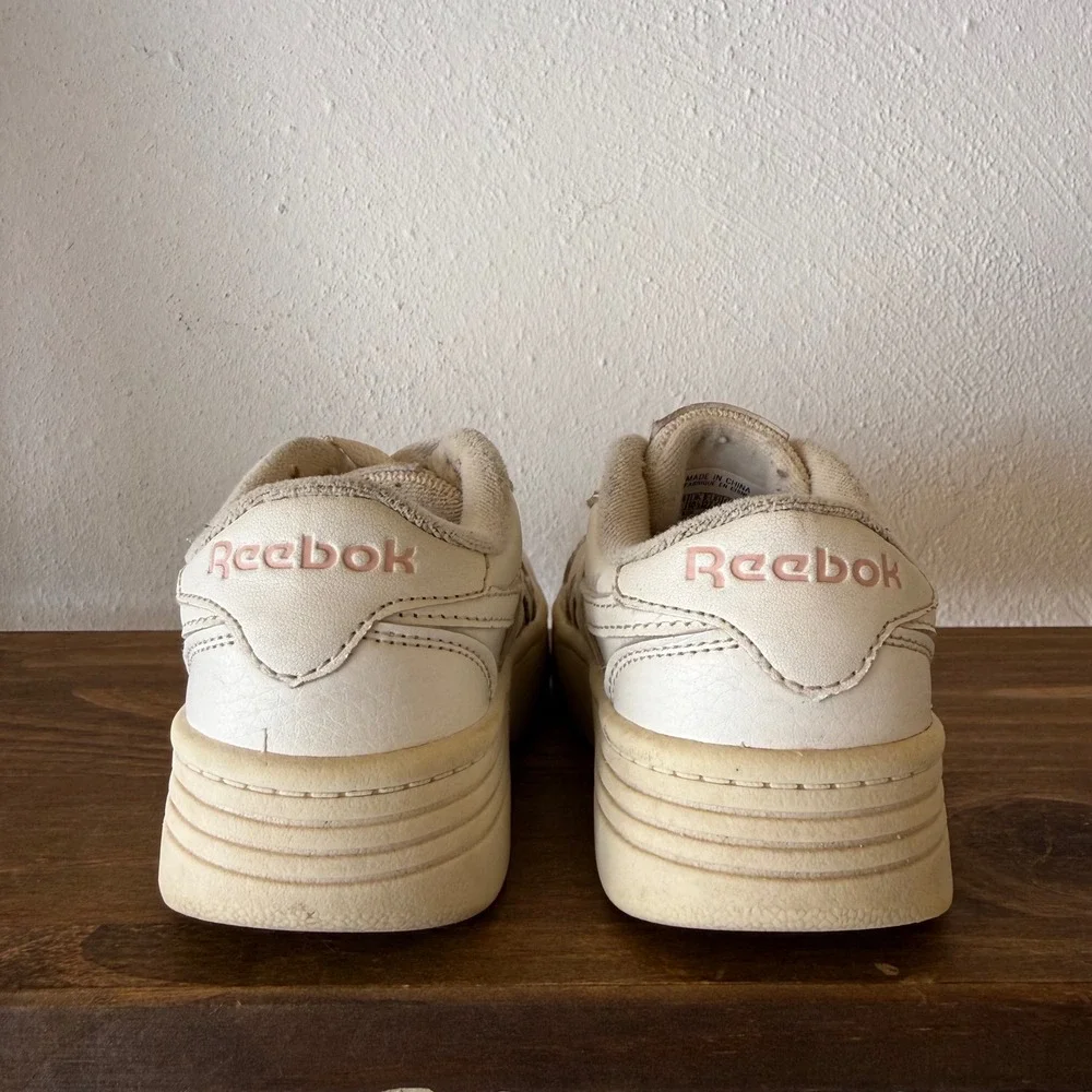 Reebok Club C Double Geo Kids Platform Sneakers White Pink Size 11
